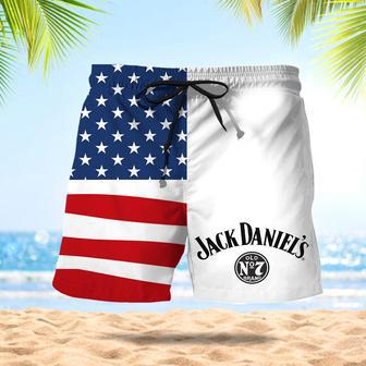 Jack Daniel's American Flag Summer Swim Trunks | Newhawaiianshirts DE