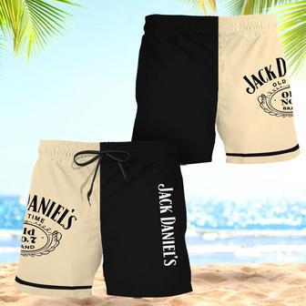 Jack Daniel's Beige and Black Swim Trunks | Newhawaiianshirts AU