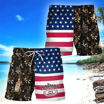 Jack Daniel's Tropical American Flag Swim Trunks | Newhawaiianshirts DE