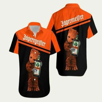 Jagermeister Lover Baby Groot Hug Hawaiian Shirt | Newhawaiianshirts CA