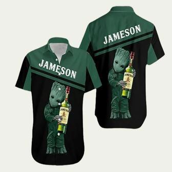 Jameson Irish Whiskey Lover Baby Groot Hug Summer Hawaiian Shirt | Newhawaiianshirts