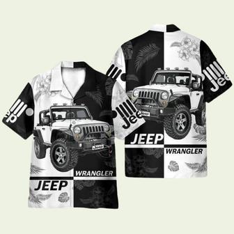 Jeep Car Wrangler Black And White Hawaiian Shirt | Newhawaiianshirts