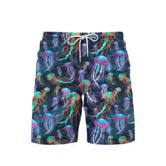 Jellyfish Neon Undersea Beach Shorts For Men | Newhawaiianshirts CA