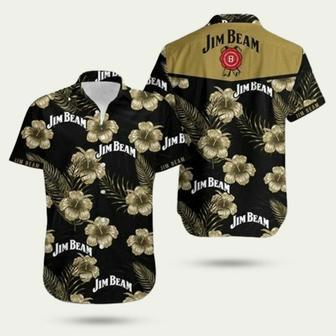 Jim Beam Hibiscus Black Pattern Hawaiian Shirt | Newhawaiianshirts DE