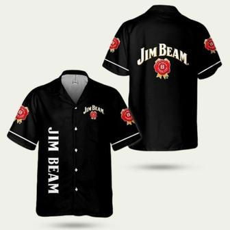 Jim Beam Logo Black Pattern Hawaiian Shirt | Newhawaiianshirts CA