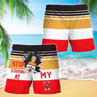 Jim Beam Stop Staring At Horizontal Striped Swim Trunks | Newhawaiianshirts AU