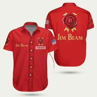 Jim Beam Whiskey Red Pattern Hawaiian Shirt | Newhawaiianshirts UK