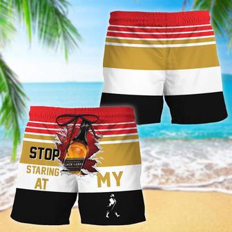 Johnnie Walker Stop Staring At Horizontal Striped Swim Trunks | Newhawaiianshirts AU