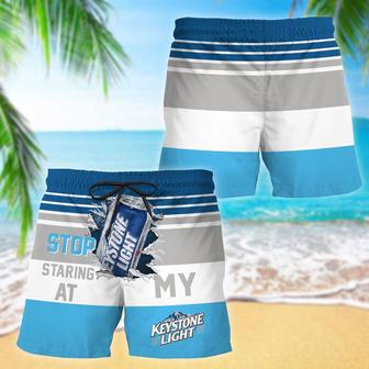 Keystone Light Stop Staring At Horizontal Striped Swim Trunks | Newhawaiianshirts AU