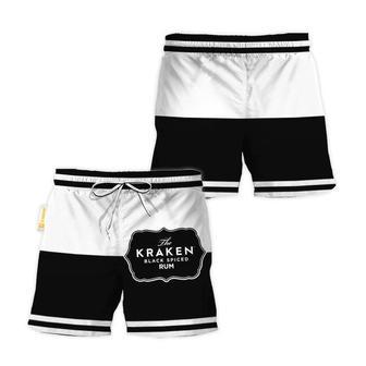 Kraken Rum Black And White Basic Swim Trunks | Newhawaiianshirts DE