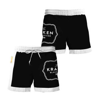 Kraken Rum Black White Basic Swim Trunks | Newhawaiianshirts AU