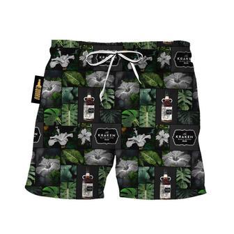 Kraken Rum Tropical Hibiscus Flower Swim Trunks | Newhawaiianshirts CA