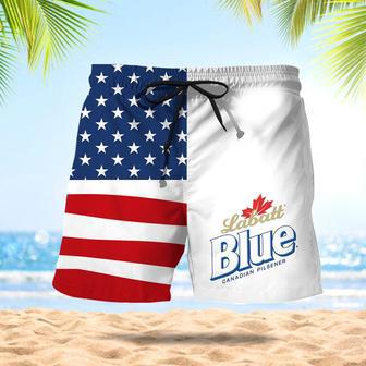 Labatt Blue American Flag Swim Trunks | Newhawaiianshirts AU