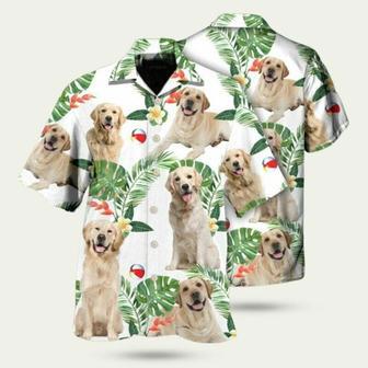 Labrador Retriever Dog Tropical Leaf White Style Hawaiian Shirt | Newhawaiianshirts DE