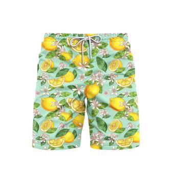 Lemon Tropical Pattern Beach Shorts For Men | Newhawaiianshirts CA