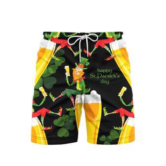 Leprechaun Beer St Patricks Day Beach Shorts For Men | Newhawaiianshirts