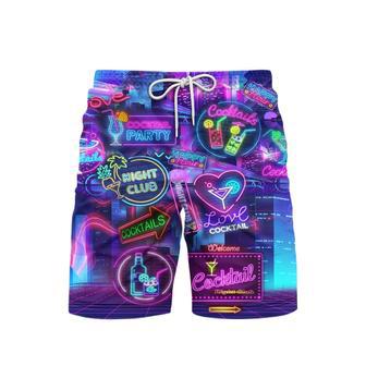 Lets Go To The Cocktail Party Neon Color Lights Beach Shorts For Men | Newhawaiianshirts