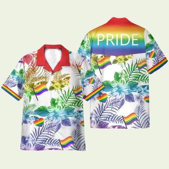 Lgbt Flag Tropical Leaves Pattern Hawaiian Shirt | Newhawaiianshirts AU