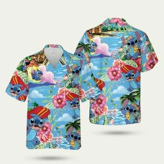 Lilo And Stitch Hibiscus Pattern Hawaiian Shirt | Newhawaiianshirts UK