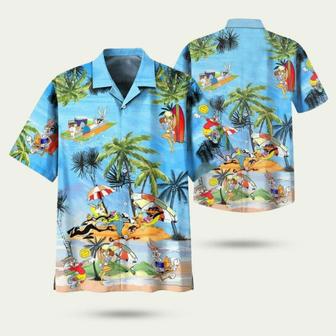 Looney Tunes Bugs And Lola Bunny Summer Time Blue Hawaiian Shirt | Newhawaiianshirts AU