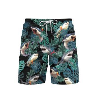 Love Shark Green Tropical Beach Shorts For Men | Newhawaiianshirts