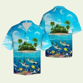 Male Sea Turtle Tortoise Slim Fit Beach Hawaiian Shirt | Newhawaiianshirts