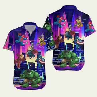 Marvel Hawaiian Shirt The Avengers Marvel Lego City Nights Best Hawaiian Shirt | Newhawaiianshirts UK