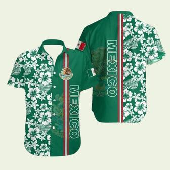 Mexico Coat Of Arms Hibiscus Pattern Hawaiian Shirt | Newhawaiianshirts UK