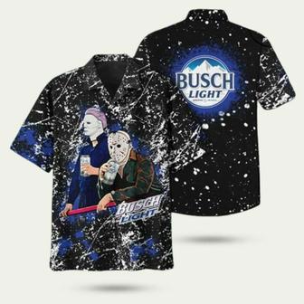 Michael Myers And Jason Voorhees Drinking Busch Light Hawaiian Shirt | Newhawaiianshirts AU