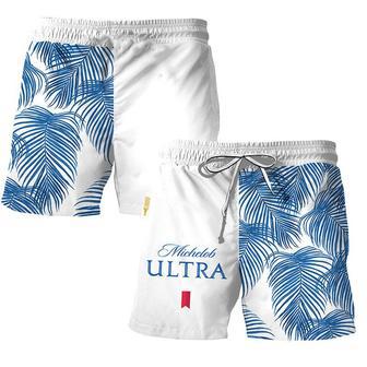 Michelob Ultra Tropical Fern Swim Trunks | Newhawaiianshirts UK