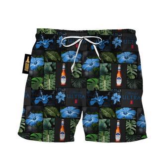 Michelob Ultra Tropical Hibiscus Flower Swim Trunks | Newhawaiianshirts AU