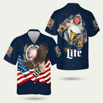 Miller Lite A Fine Pilsner Us Bald Eagle Beer Hawaiian Shirt | Newhawaiianshirts CA