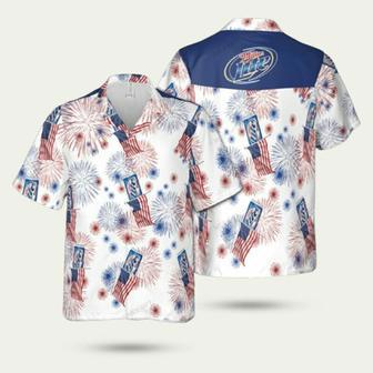 Miller Lite American Flag Fireworks Hawaiian Shirt | Newhawaiianshirts