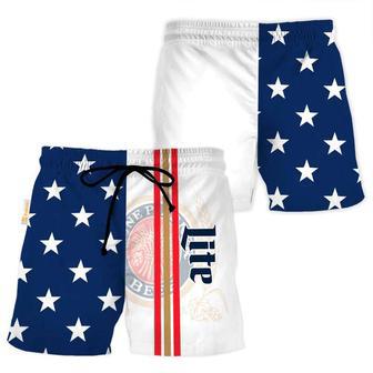 Miller Lite American Flag Swim Trunks | Newhawaiianshirts AU