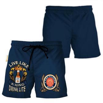 Miller Lite Blue Basic Swim Trunks | Newhawaiianshirts