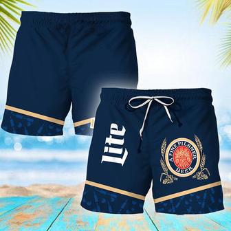 Miller Lite Bottle Pattern Swim Trunks | Newhawaiianshirts UK