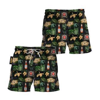 Miller Lite Hibiscus Flower Swim Trunks | Newhawaiianshirts