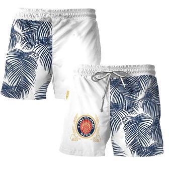 Miller Lite Tropical Fern Swim Trunks | Newhawaiianshirts CA