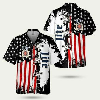 Miller Lite Vintage Usa Flag Hawaiian Shirt | Newhawaiianshirts UK