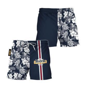 Modelo Flower Stripe Swim Trunks | Newhawaiianshirts CA