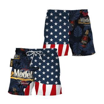 Modelo Tropical Beside American Flag Swim Trunks | Newhawaiianshirts