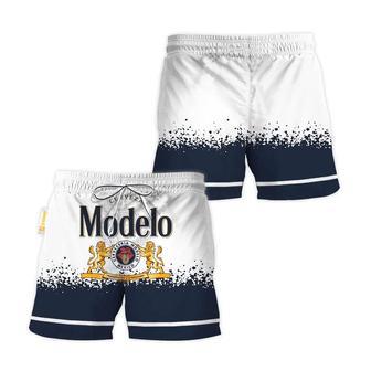 Modelo White Blue Basic Swim Trunks | Newhawaiianshirts AU