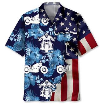 Motorcycle Tropical Us Flag Hawaiian Shirt Summer Gifts | Newhawaiianshirts UK