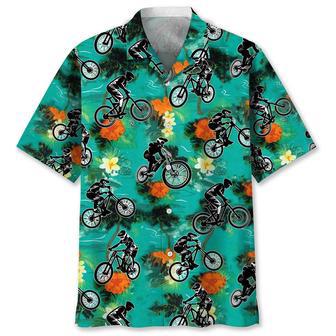 Mountain Bike Green Tropical Hawaiian Shirt Summer Gifts | Newhawaiianshirts CA