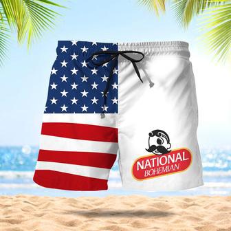 National Bohemian American Flag Swim Trunks | Newhawaiianshirts AU