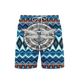 Native American Dragonfly Blue Beach Shorts For Men | Newhawaiianshirts AU