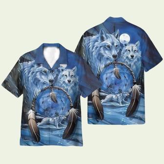 Native Wolf Ice Land Blue Hawaiian Shirt | Newhawaiianshirts UK