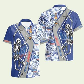 Natural Light Beer Skeleton Dancing Happy Hawaiian Shirt | Newhawaiianshirts UK