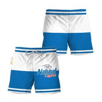 Natural Light Blue And White Basic Swim Trunks | Newhawaiianshirts CA