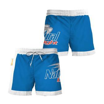 Natural Light Blue White Basic Swim Trunks | Newhawaiianshirts CA